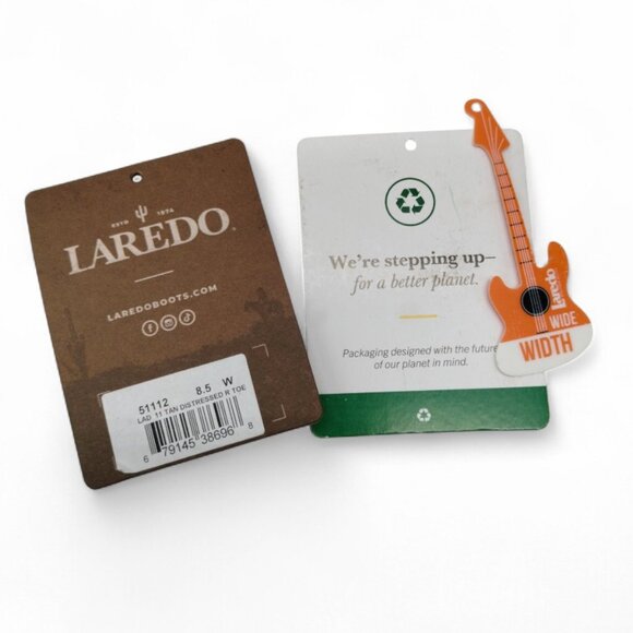 Laredo Maddie Women's Size 8.5 W Distressed Tan Embroidered R Toe Mid Calf Boots - Picture 15 of 16